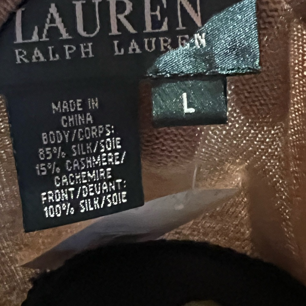 Ralph Lauren tan, silk and cashmere blend cardigan and tank top set - Picture 5 of 7